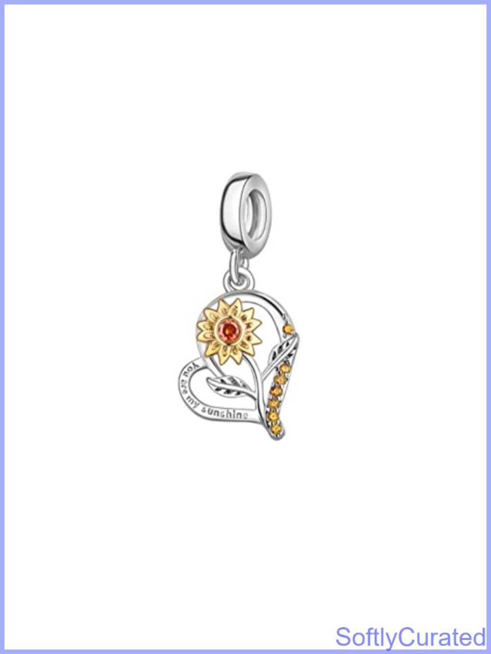 925 Sterling Silver Sunflower Rose Heart Charm Bead for Bracelets